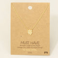 Gold Dipped Cz Monstera Leaf Pendant Necklace