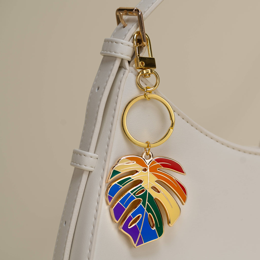 Monstera Keychain & Bag Charm, Rainbow