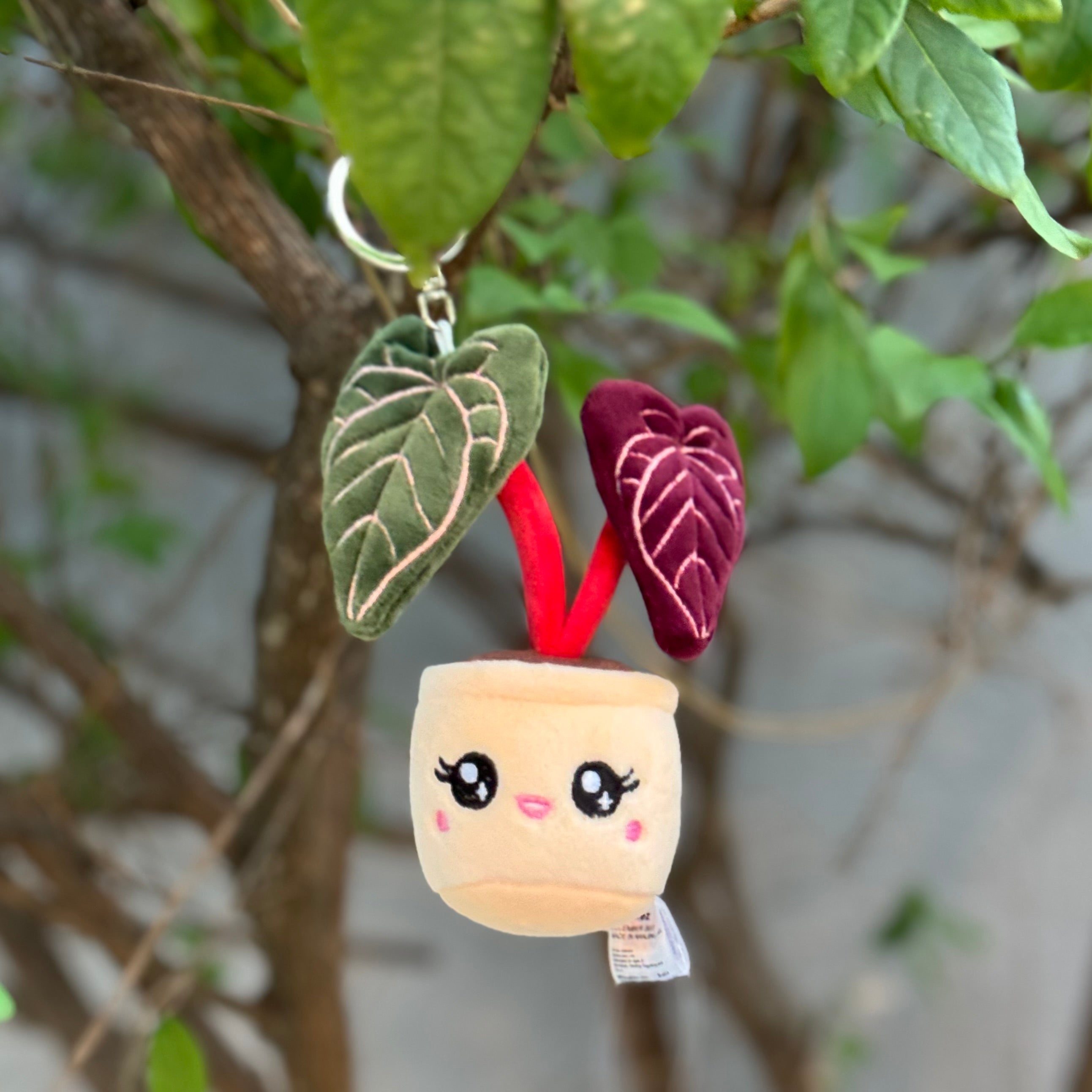 Anthurium Red Crystal Plush Keychain – 5″ Rare Aroid Bag Charm