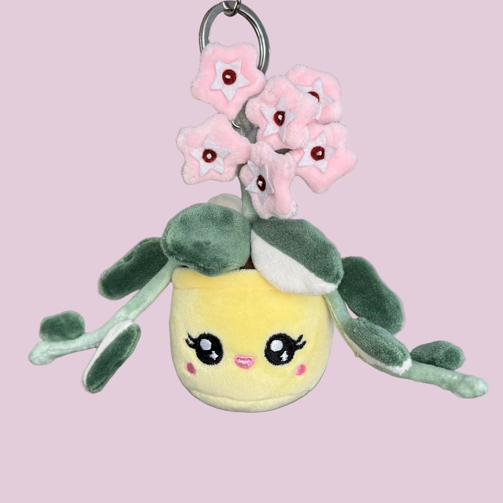 Hoya Carnosa ‘Krimson Queen’ Plush Keychain – 5 inch Variegated Houseplant Bag Charm