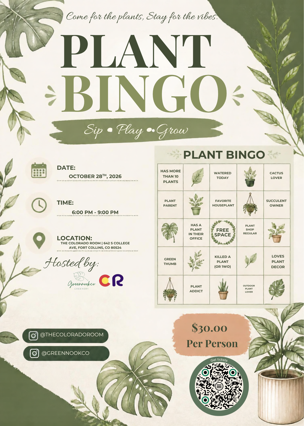 Plant Bingo | The Colorado Room | October Event