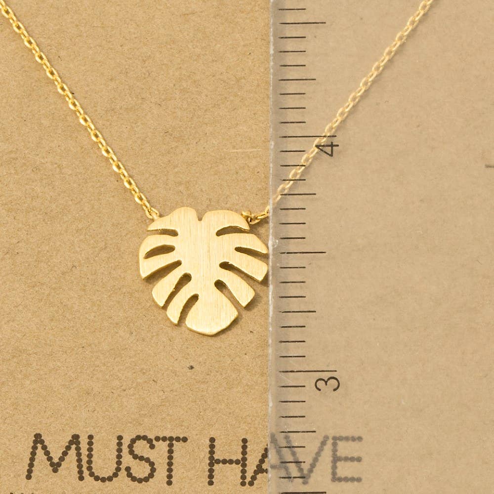 Gold Dipped Monstera Leaf Pendant Necklace