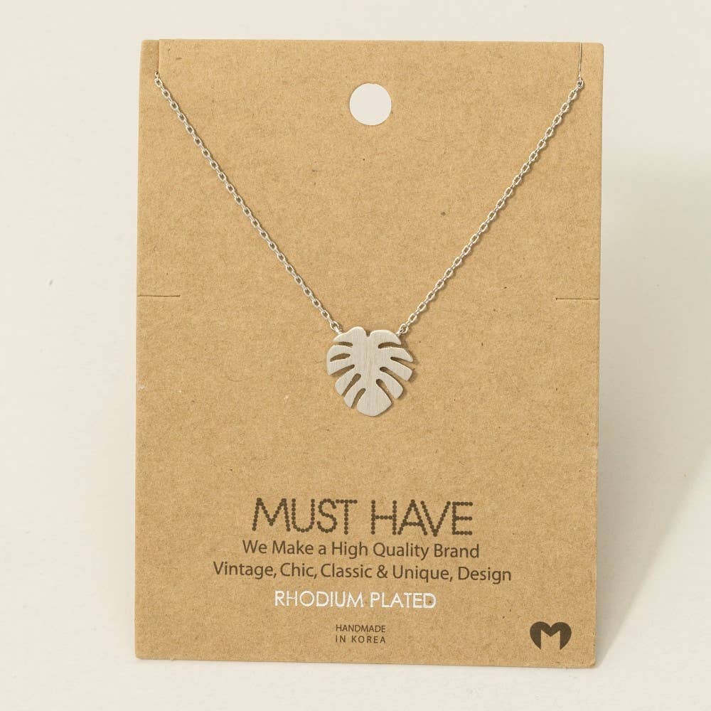 Gold Dipped Monstera Leaf Pendant Necklace